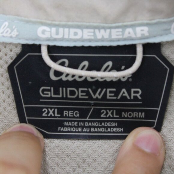 CABELAS Guidewear Shirt Mens 2XL Beige Button Down Performance Outdoor Hiking - Picture 7 of 9